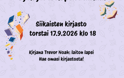 Syksyn lukupiiri aloittaa torstaina 17.9. klo 18 kirjastossa.